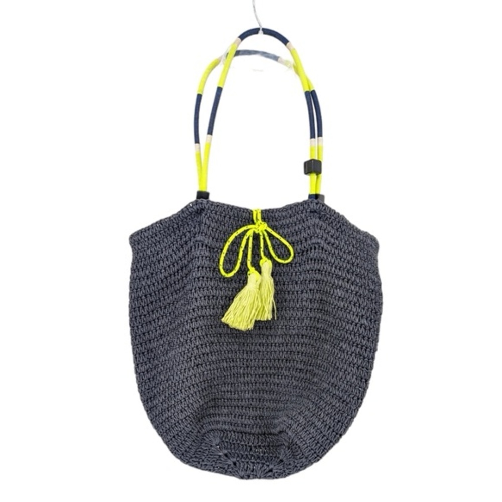 J. Crew Navy and Yellow Tote Bag